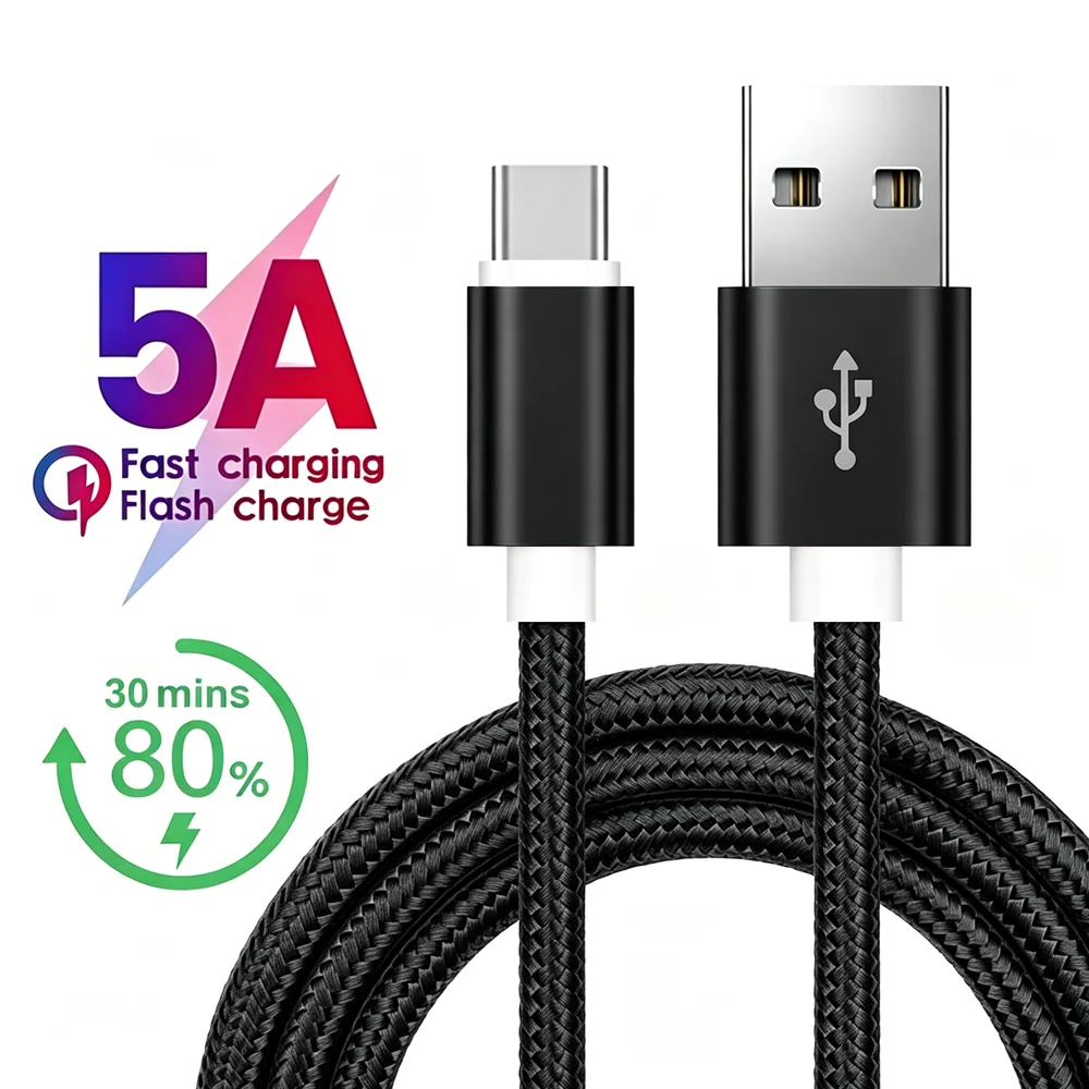 

Fast Charging Cable Type C USB For iPhone 15 16 17 Samsung S25 A55 Xiaomi 14T Redmi Note 13 POCO X5 Huawei Realme Braided Cable