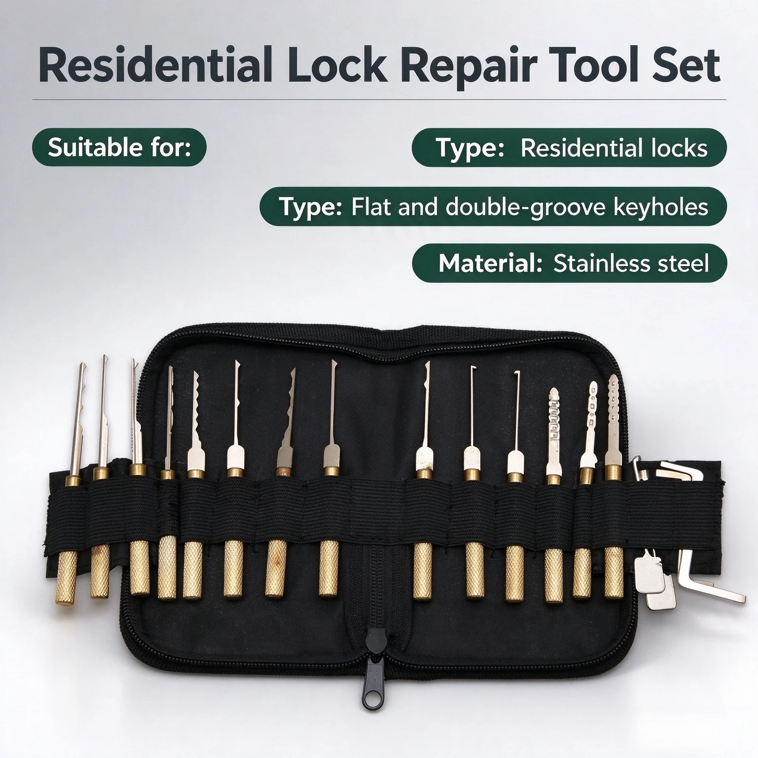 18-pcs High Quality Stainless Kaba Dimple Residential Lock Cylinder Special Tool Professional Locksmith Supplies Tools
