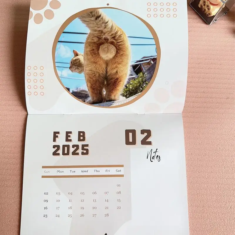 تقويم شهري للقطط مع مؤخرة ، مزحة قوية ، ديكور فني جداري ، تنظيم وتخطيط ، هفوة للعطلات