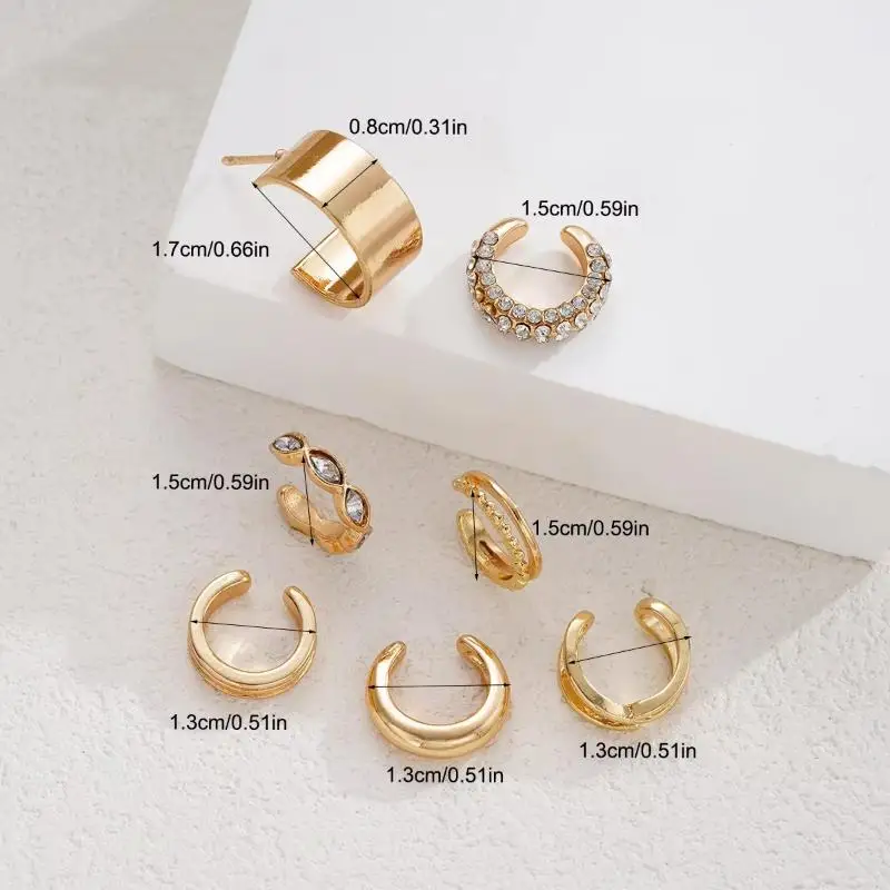 Dainty Gold Ear Cuff Set 3/4/5/7/12Pcs No Piercing CZ Zircon Clip Earrings for Teen Girls Gift