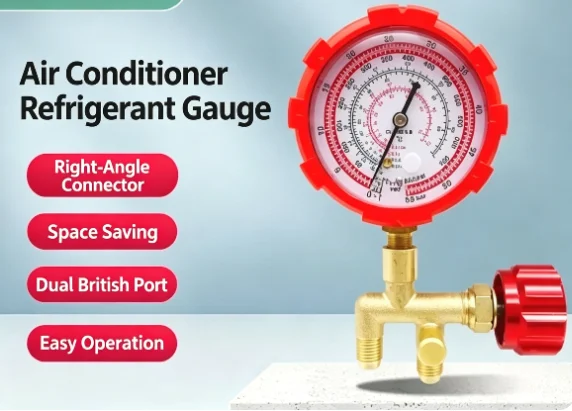 Air Conditioning Special Refrigerant Pressure Gauge Right Angle with Exhaust Fluoride Snow Gauge Brass Valve Body R22/R410/R32