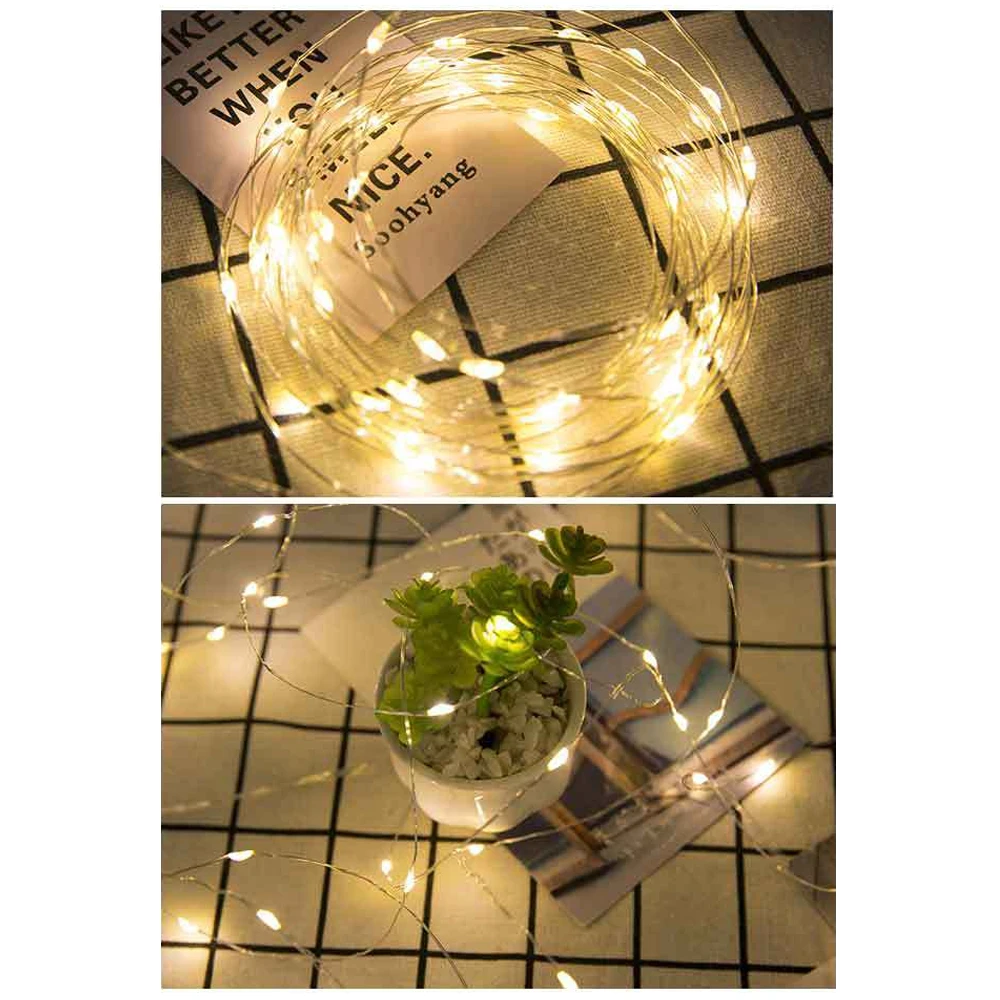 المصابيح سلسلة ضوء الأسلاك النحاسية أضواء عيد الميلاد الجنية بطارية تعمل للداخلية في الهواء الطلق عطلة عيد الميلاد حديقة حفلة هدية #6