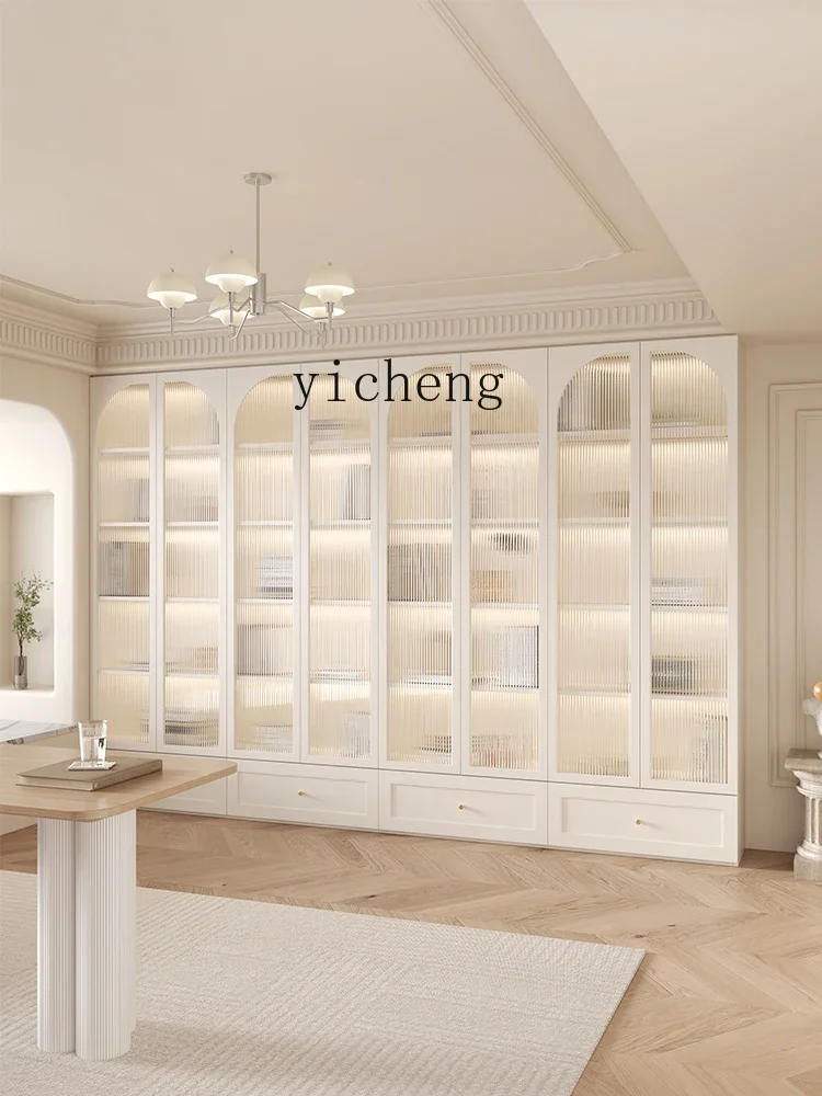 GZ-28 Living Room Converted into Bedroom Bookcase Integrated Top-to-Top Glass Bookshelf Storage Display Cabinet