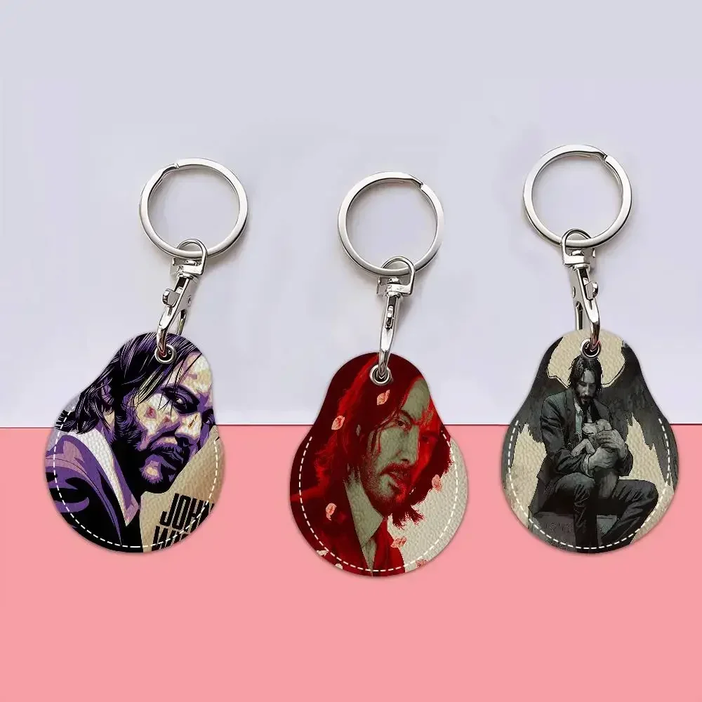 J-John-Wick Stylish-Vengeful PU Access Case Anti-lost Anti-fall Card Holder Keychain Accessories Fingerprint-proof Key Tag Ring