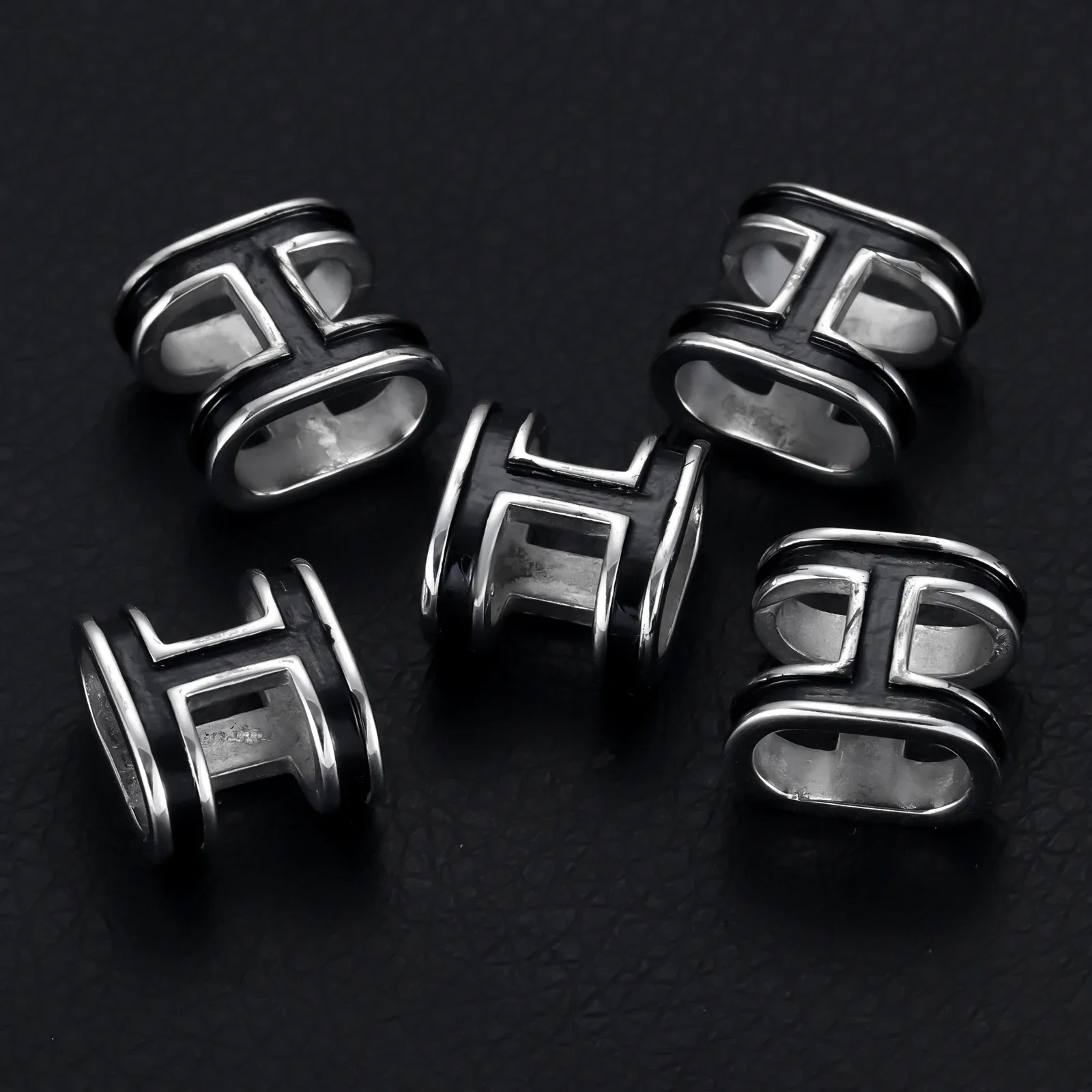 Stainless Steel Slide Charms Alphabet H Hole 12x6mm for Charm Bracelet Making Leather Jewelry DIY Slider Beads Accessories