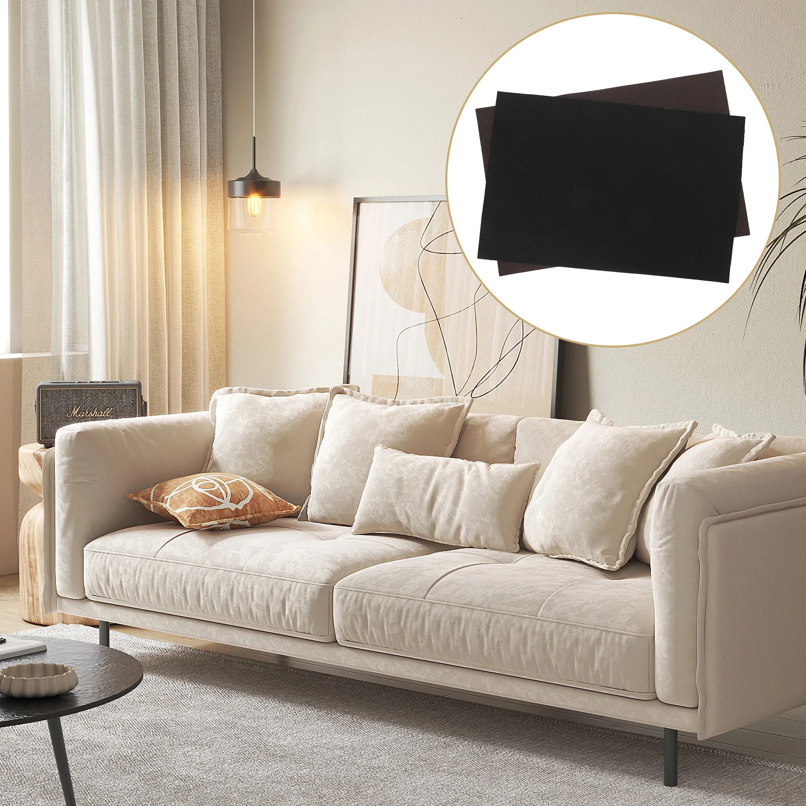 

2pcs Black Coffee Cowhide Material for Sofa Repair Patch Durable Easy DIY Solution Versatile Matching Styles Colors