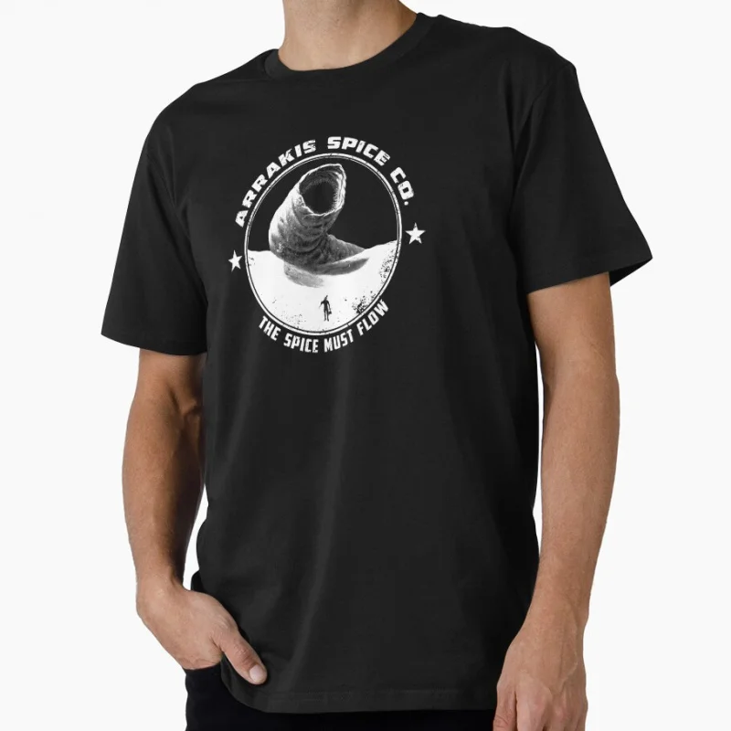 

Arrakis Spice Company The Sandworm Dune Vintage Sci fi Gift T shirt for man Large size Tops Retro movie Graphic Print Clothes