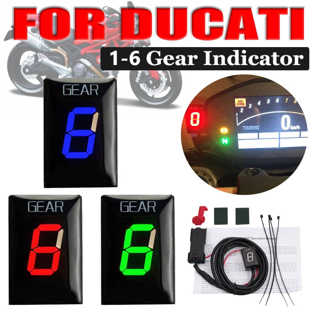 1-6 Speed Gear Indicator For Ducati Scrambler 400 800 1100 Hyper Motard Strada Hyperstrada Hypermotard Motorcycle Gear Display