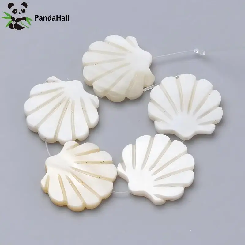 PandaHall 5pcs/lot Freshwater Shell Beads Scallop Shape Bead for Women Jewelry Making