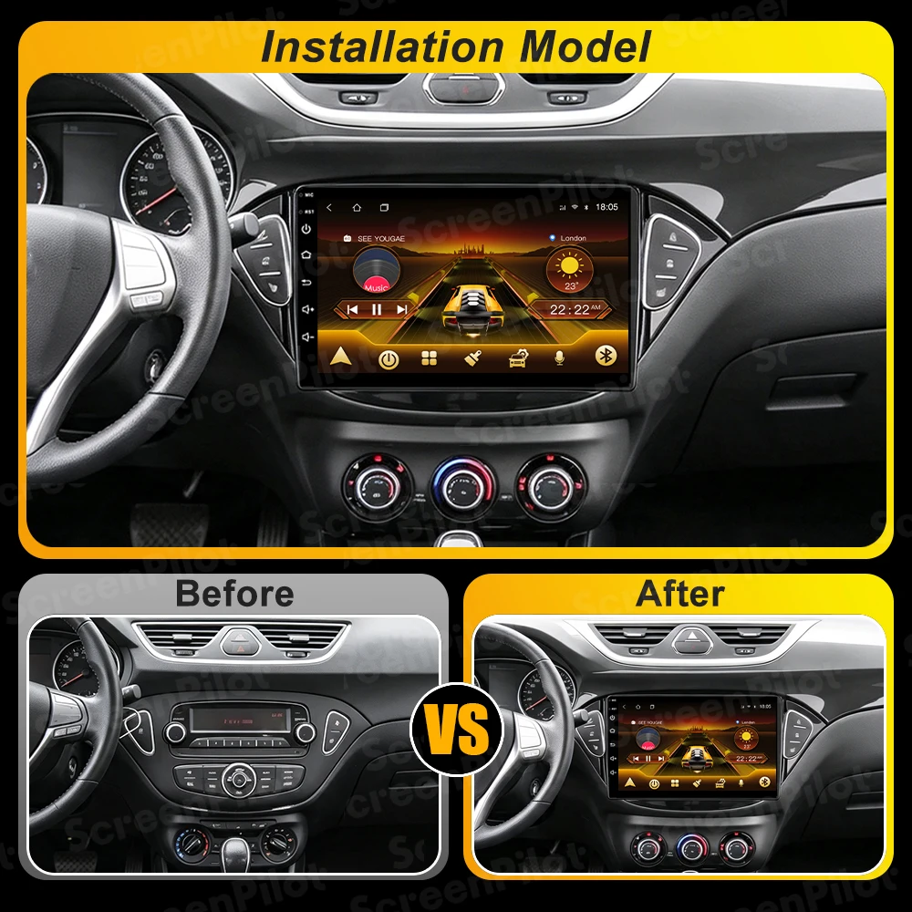 Android 16 For Opel Corsa E 2014 - 2019 Car Radio Stereo Head Unit  Multimedia Video Player GPS Navigation 2K QLED 9 Inch 8 Core
