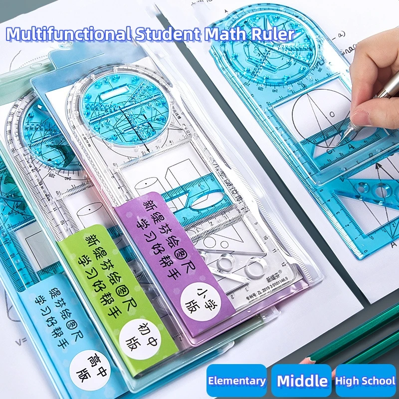 multifuncional estudante matematica regua elementar transparente e arquitetura ensino medio geometria ferramentas material escolar 01