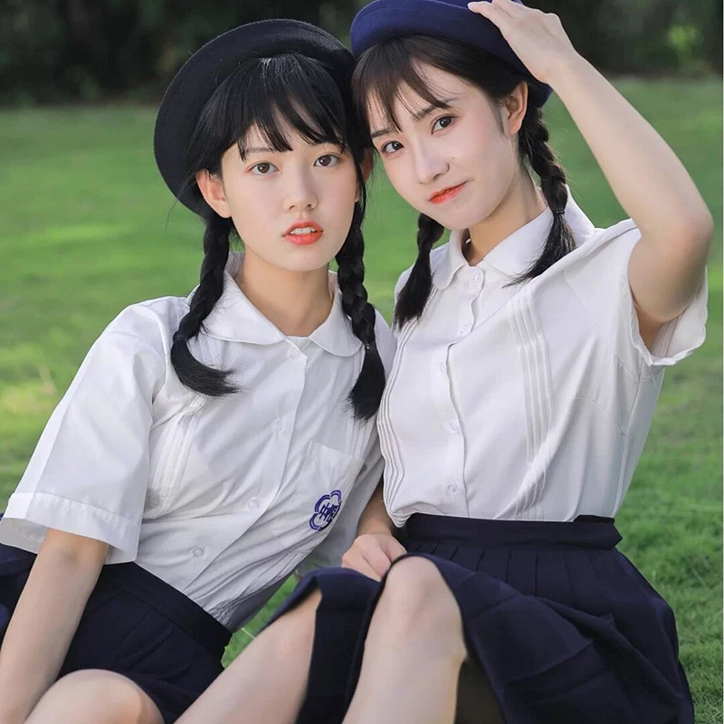 Cosplay Chinese School Uniform Girl Class JK Uniforms 3 Pieces Student Pleated Skirts Clothes Seifuku White Shirt Sexy Japanese