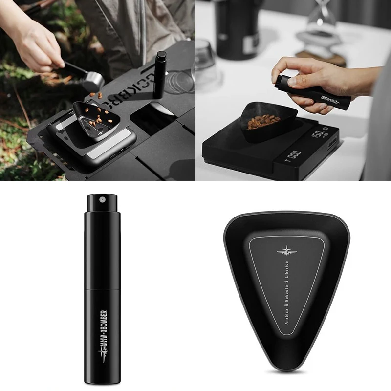 2025 New MHW-3B 110ml Aluminum Alloy BeanBoat Coffee Bean Dosing Cup Dosing Tray 10ml Coffee Bean Spray Bottle Tray Kit