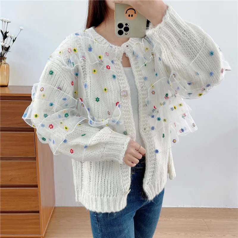 Cardigan Women Cute Sweet Patchwork Cozy Preppy Style Knitting Tender Simple Girlish College Stylish Casual Spring Sweaters Chic