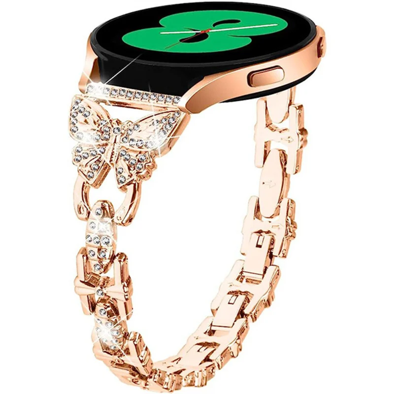 20mm Bling Butterfly Strap For Samsung Galaxy Watch 5/Pro/4/Classic/Active 2 Band 40mm 44mm 45mm 42mm 46mm Women Metal Bracelet