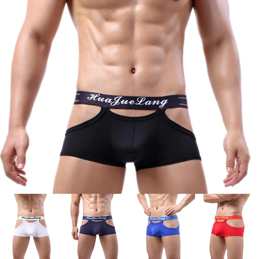 Sexy Men Underwear Boxers Hollow Big Pouch U Convex Underpants Hip Lift Bikini Trunks Lightweight Shorts Briefs Erotic Lingerie