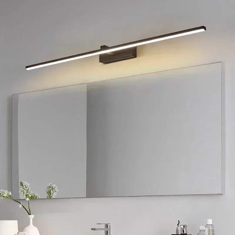 Modern LED Long Mirror Front Lamp Simple Bathroom Lamps Bedroom Dressing Lights Makeup Desk Minimalist White Lines Mirror Lamp