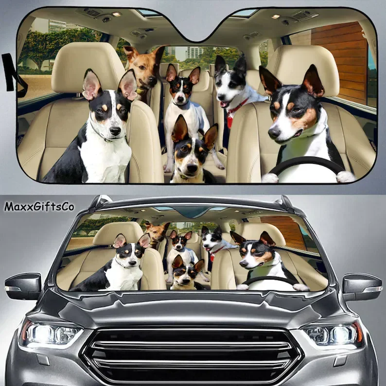 American Treeing Feist Car Sun Shade, Dogs Windshield, Family Sunshade, Dog Car Accessories, Car Decoration, Gift For Dad, Mom