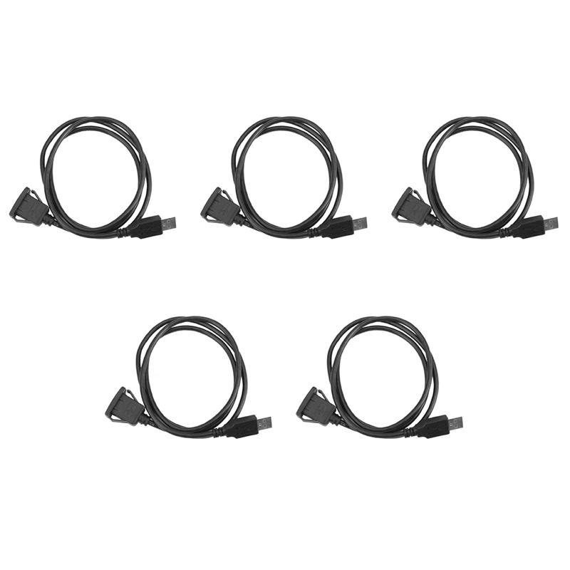 

5X Car Dash Board Flush Mount USB Male To Female Socket Extension Panel Cable 1M