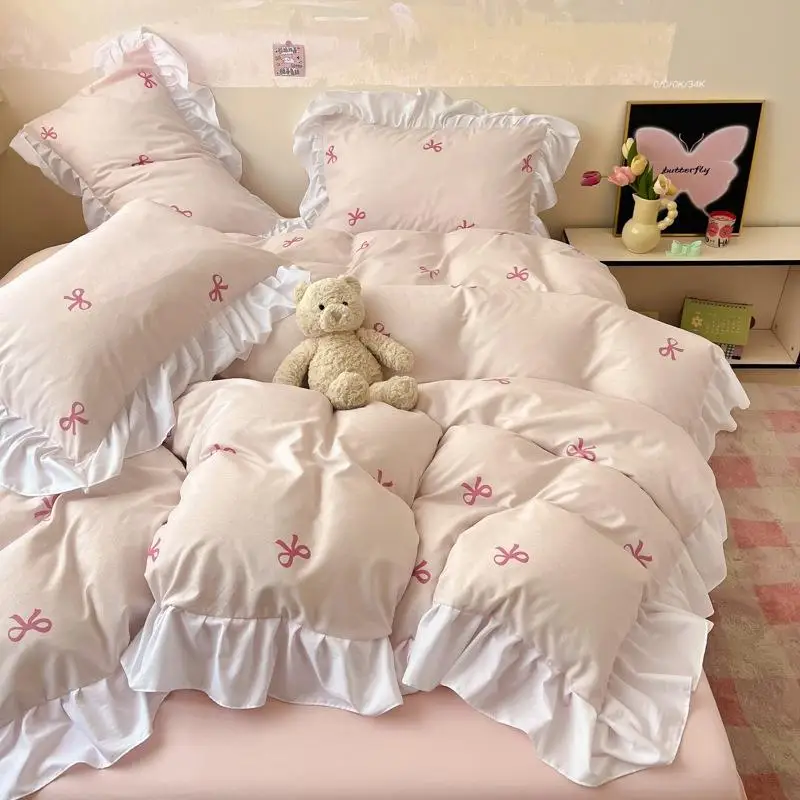

Cotton Bedding Set Skin-friendly Washed Cotton Student Dormitory Single Bed Sheet Cover Three-piece Set Bedding
