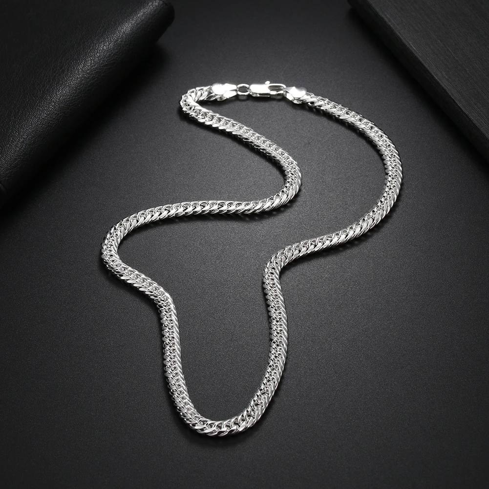 

50-60cm wholesale 925 Sterling Silver 6MM Solid chain Necklace for Men's Women Luxury Fashion Wedding Jewelry Christmas Gifts
