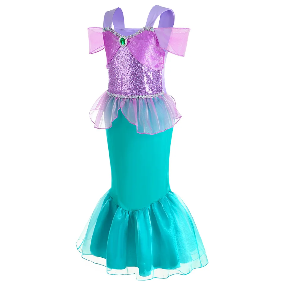 Meisjes Kleine Prinses Zeemeermin Ariel Kostuum Kids Verjaardag Halloween Meisje Jurk Kinderen Zomer Feestkleding Carnaval Disney 6T