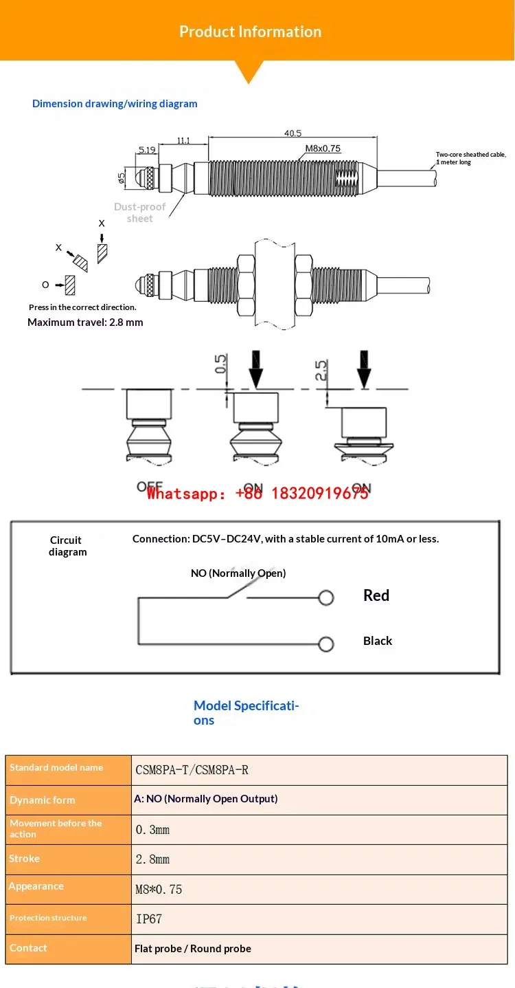 Cyclmotion CNC lathe tool setter CSM8PA-R h-precision positioning sensor,limit switch product inspection can replace Medelong