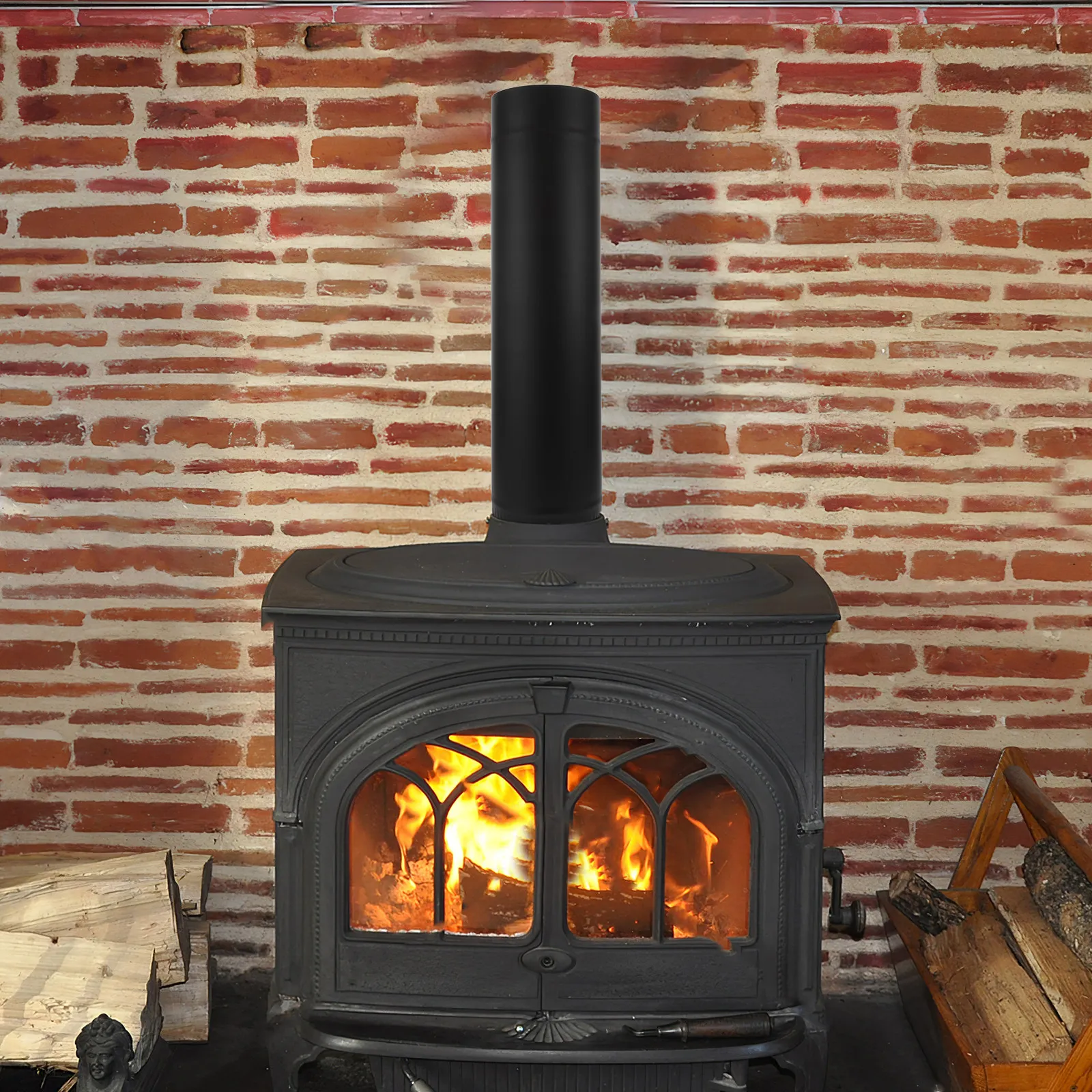 Stainless Steel High Temperature Flue Pipe Connector Chimney Exhaust Pipe Extension Fireplace Stove Venting Accessories 125Mm