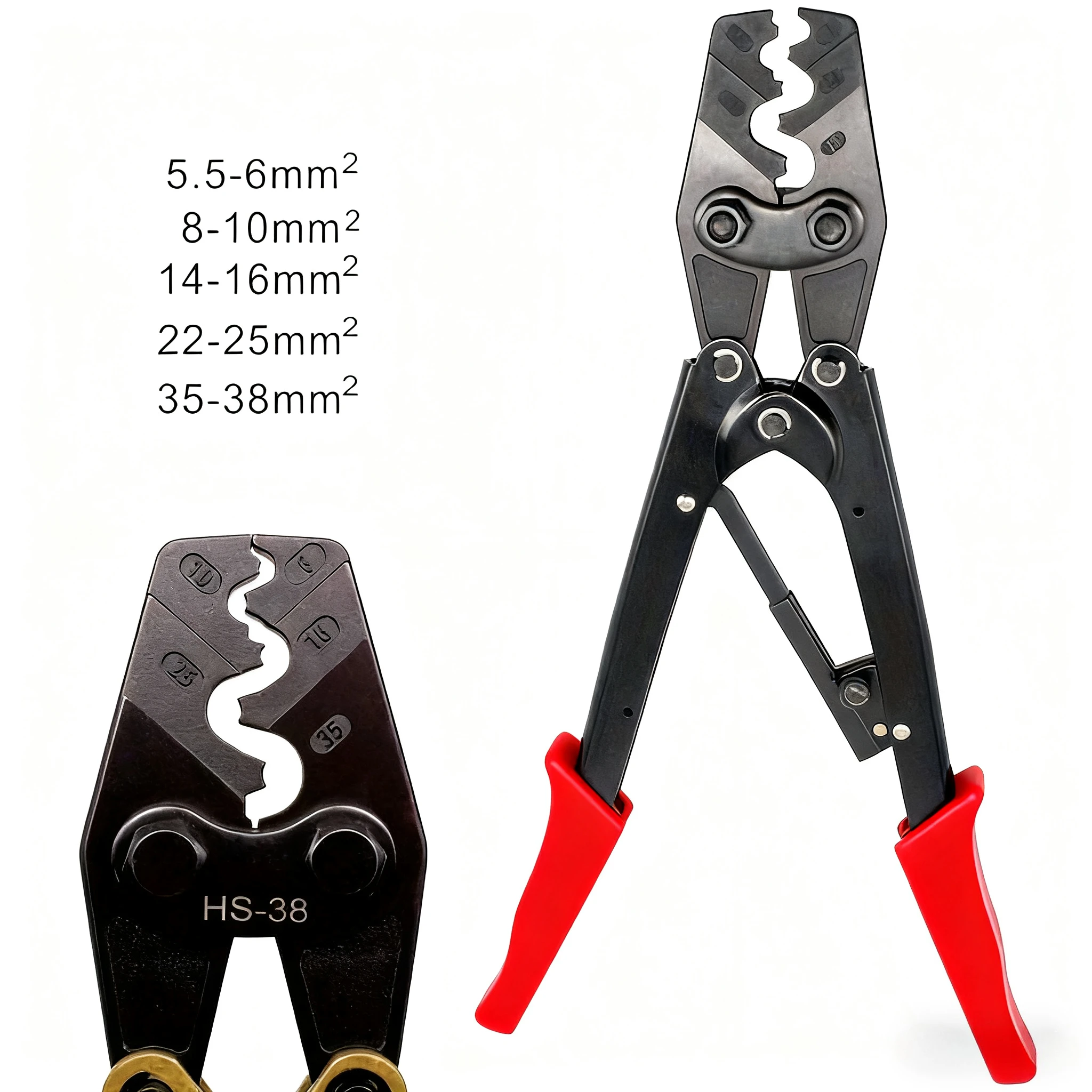 HS-38 Non-Insulated Terminals Crimper 5.5-38mm2 Crimp Pliers Wire Connector Electrician Tool Brass & Copper SNB RNB SC UT OT