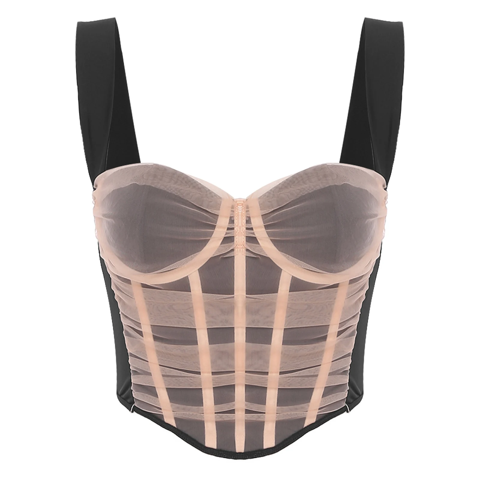 女性ヴィンテージスパゲッティストラップノースリーブ非対称裾オーバーバストコルセットビスチェチュールシェイプウェアトップスベストパーティークラブ用