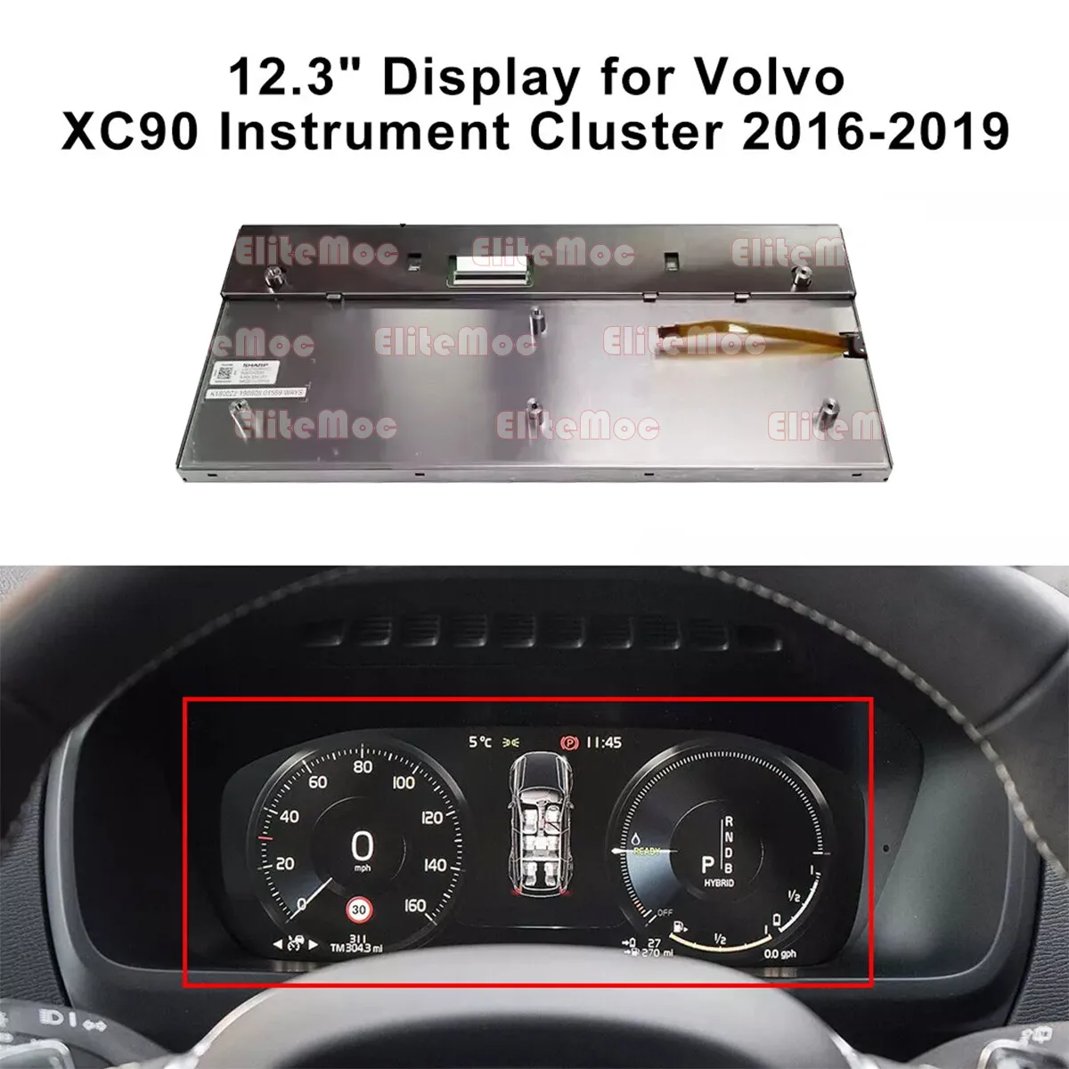 

12.3" LCD Display LQ123B5RW01 For Volvo XC60 XC90 S60 S90 Instrument Cluster Screen Replacement