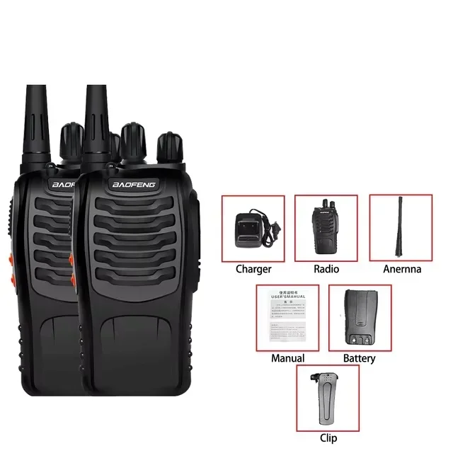 Baofeng 888s 2pcs Long Range Walkie Talkie UHF 400-470MHZ Two Way ham Radios Transceiver USB for Hunting