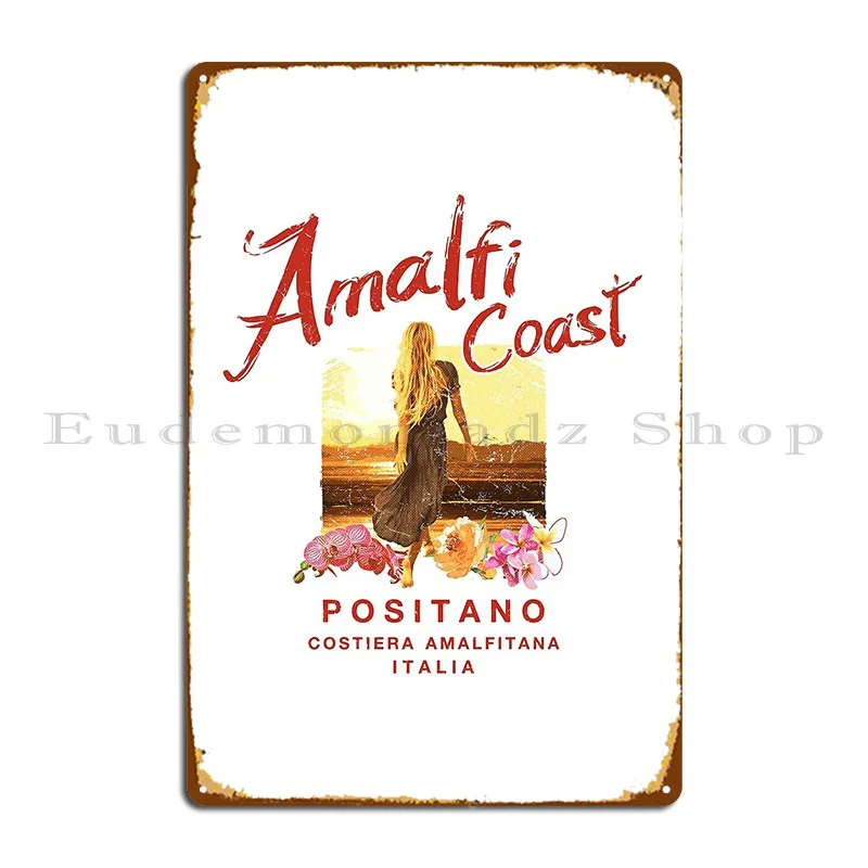 Italy Amalfi Coast Positano Italian Woman Italia Vintage Metal Plaque Wall Decor Printing Wall Decor Home Cinema Tin Sign Poster