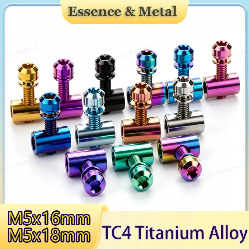 Titanium Alloy Bicycle Seatpost Mounting Bolts M5x16/18mm Screws+Nuts+Washers Fork Lock Nuts Suitable for Bicycle Modifications