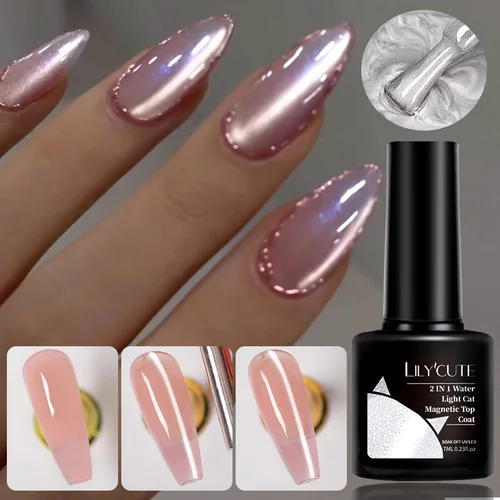 LILYCUTE 7ml Super brillante agua brillante luz gato capa superior magnética Gel esmalte de uñas verano 2 en 1 función Nail Art barniz UV