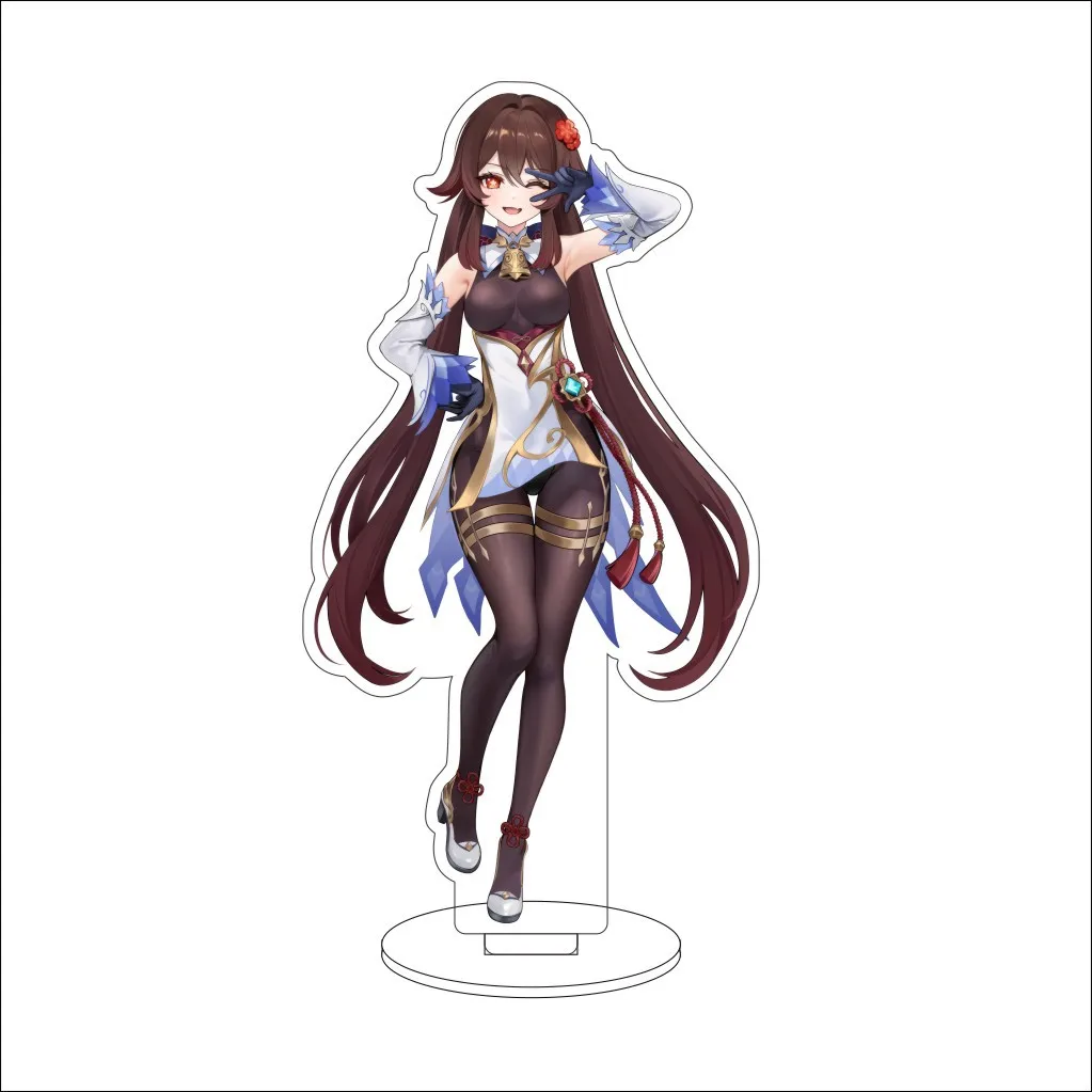 16CM Anime Game Genshin Impact Hu Tao Acrylic Big Stand Figure Cos Ornaments Chrismas Gifts