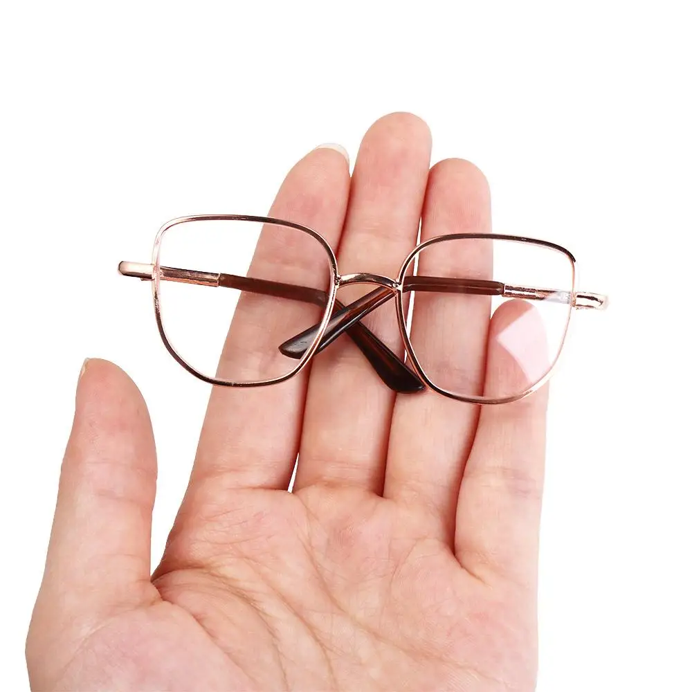 Occhiali da bambola in cotone preppy adorabili Morbidi Corea Kpop Idol Occhiali da bambola in peluche Occhiali da bambola dorati Kawaii da 20 cm con montatura dorata