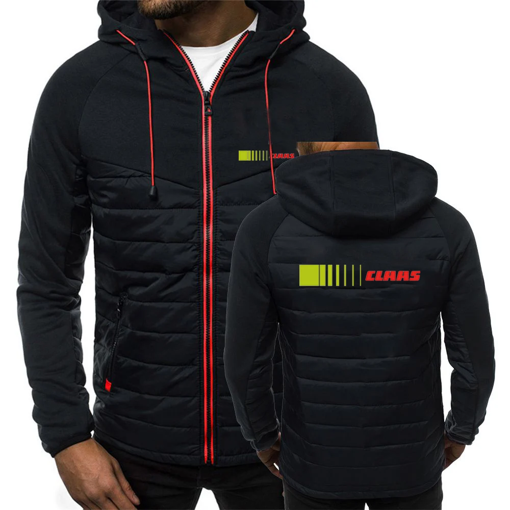 Jaqueta masculina de 7 cores acolchoada com capuz Patchwork, casacos quentes, roupas de impressão Harajuku, outono e inverno, 2024 Claas