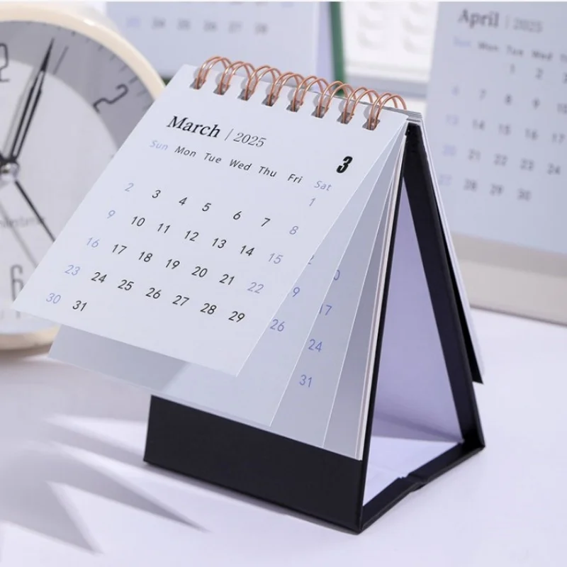 Portable English Calendar Sleek Handmade Desktop Calendar Display Elegant Mini Calendar for Home Use