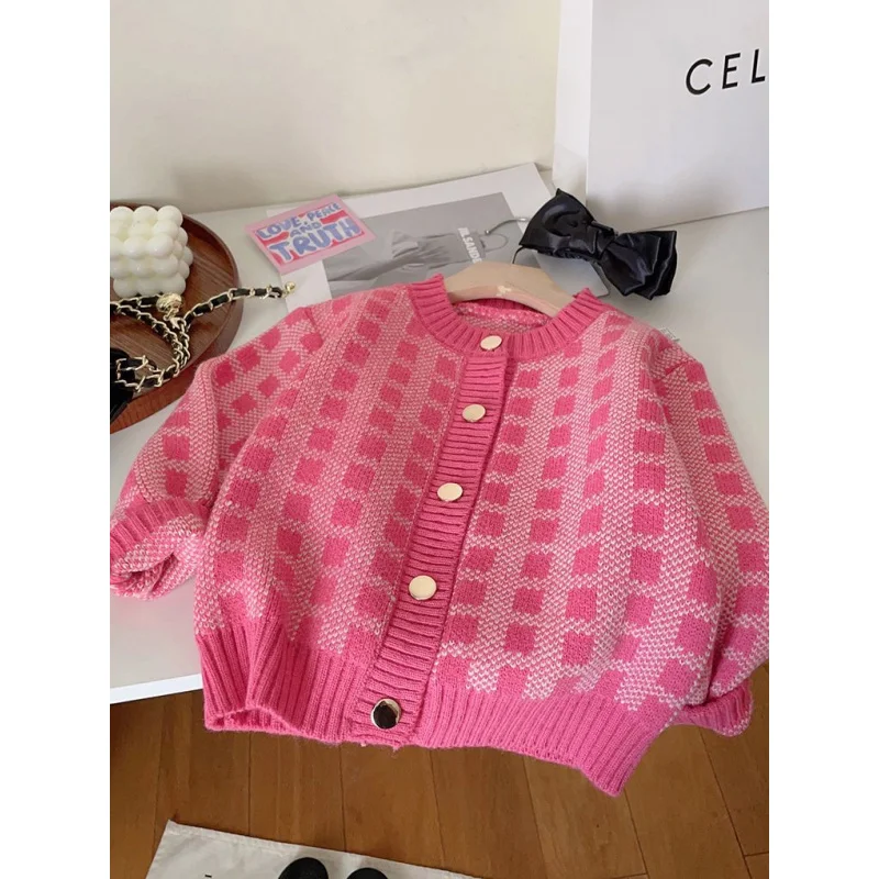 Girls Sweater Coat Autumn and Winter Style2024New Baby Girl Top Autumn and Winter Sweater Spring Clothing Children's Cardigan