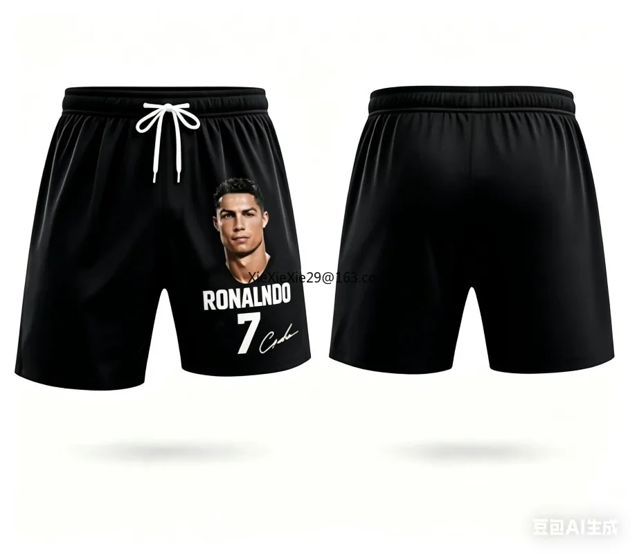 2026 Summer Fashion New AI Ronaldo # 7 Children's Parent Child Clothing Adult Couple 3D Football Sports Casual Shorts Large