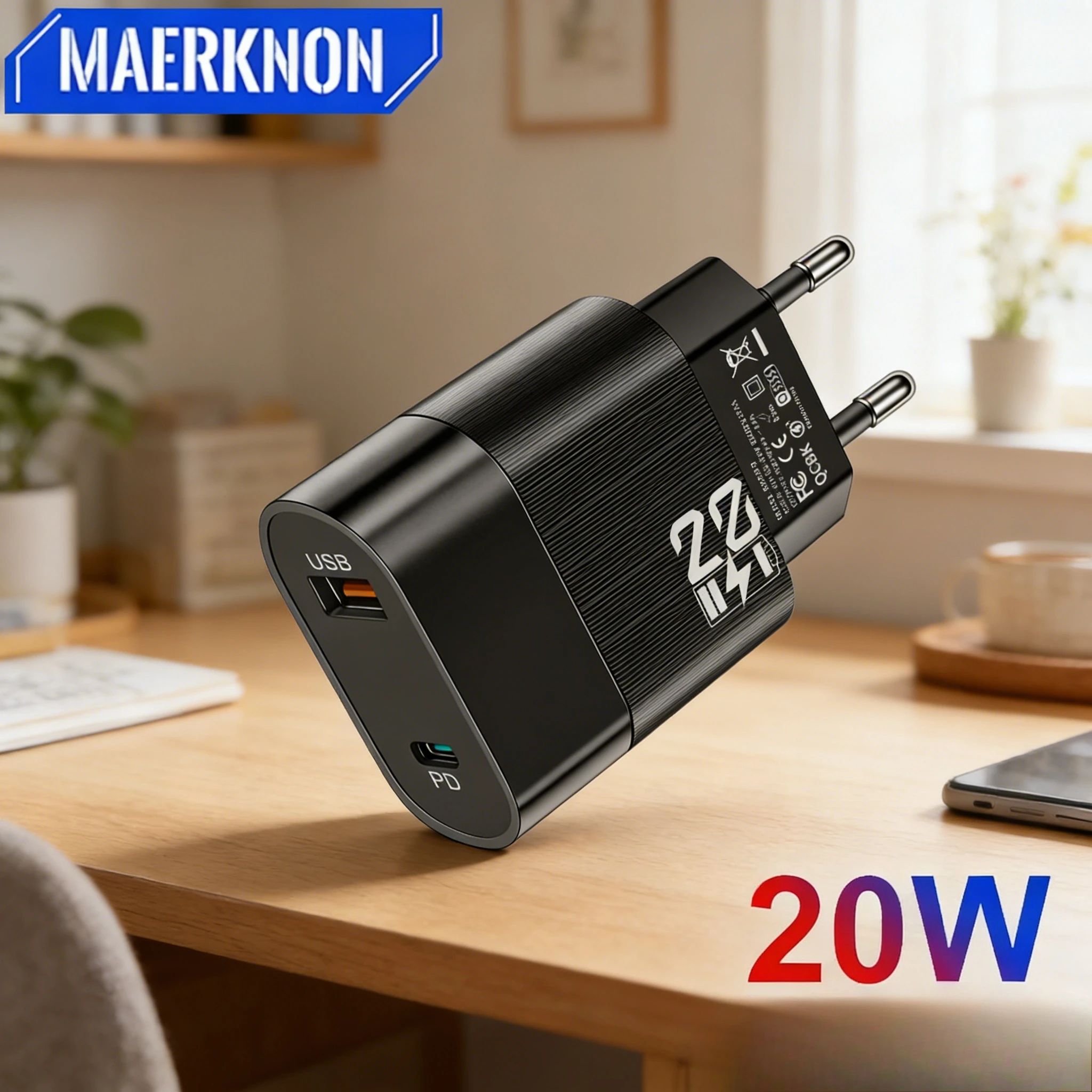 PD 20W USB Type C Fast Charging Wall Charger Portable Quick Charging Adapter for iPhone Samsung Xiaomi High Speed Travel Charger