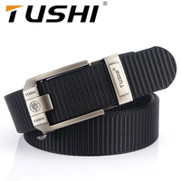 TUSHI Brand 3.4cm thick nylon belt mens versatile casual outdoor pants belt automatic buckle belt Metal sports