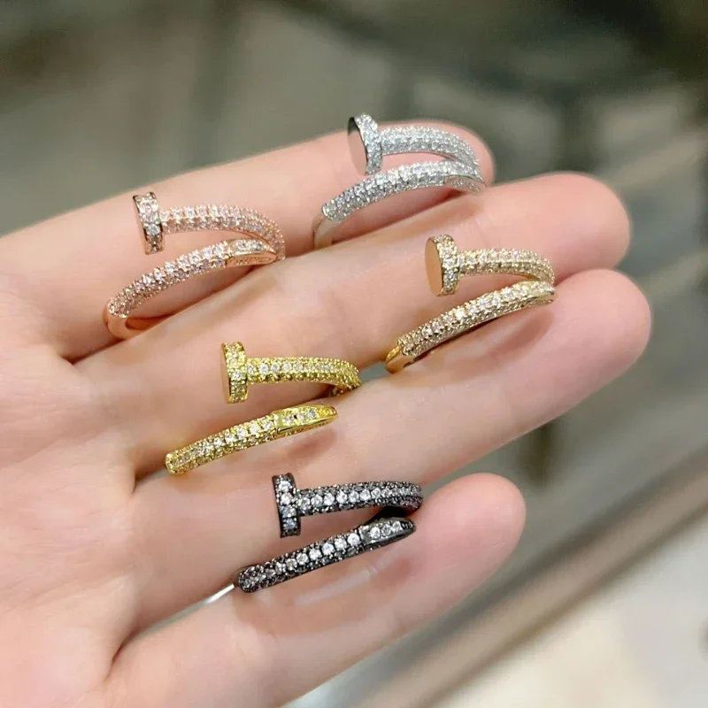 Nail Zircon Series Ring Street Hip-Hop Cool Style INS Niche Design For Family And Friends New Year Christmas Gifts