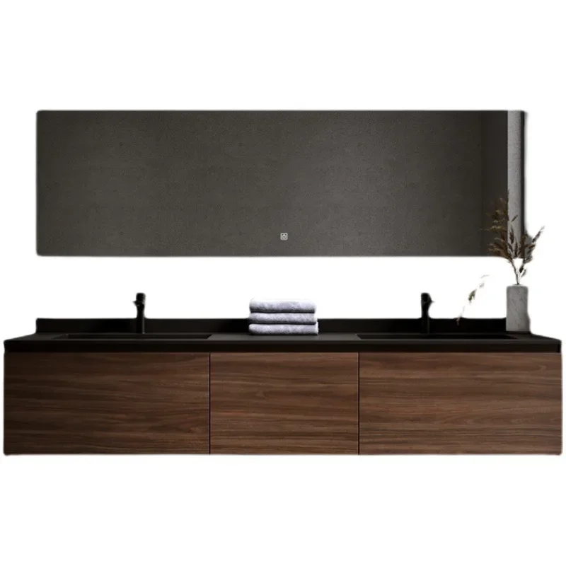

rock slab, bathroom cabinet combination, double basin, washbasin, Nordic wash basin, solid wood.