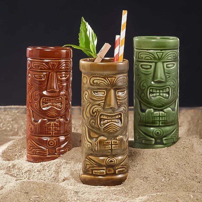 60 Type Hawaiian Tiki Mug Ceramic Cocktail Glasses Bar Wine Glass Decorations Ornaments Glasses for Drinks Personalized Gift