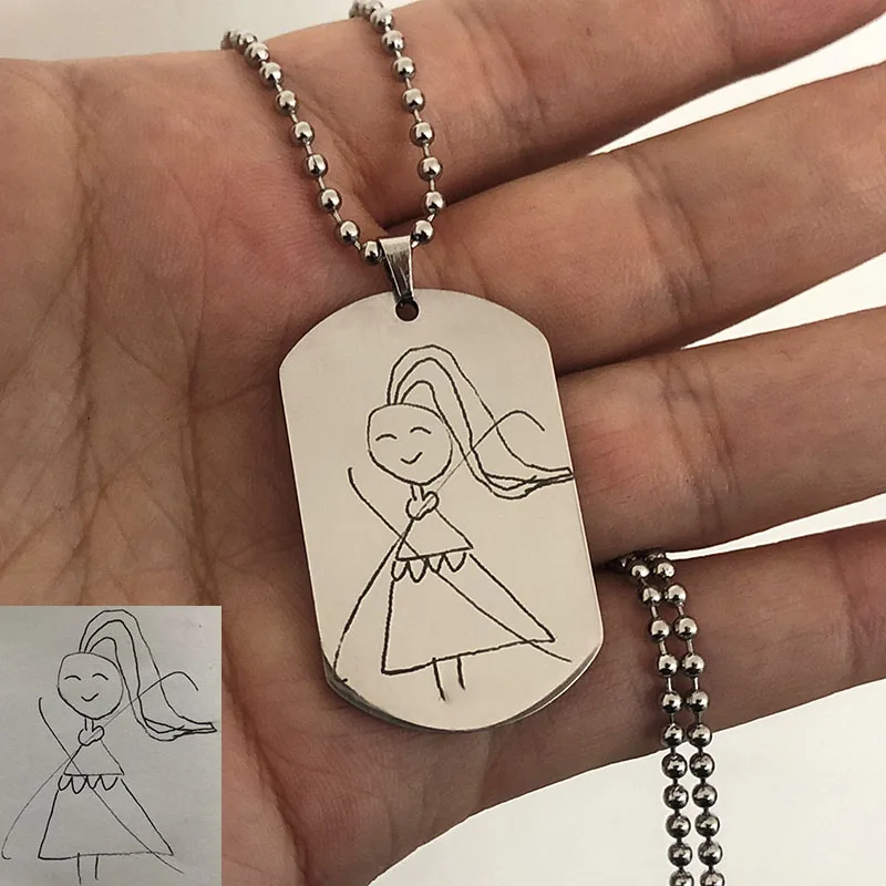 Kiss Jewelry Personalized Custom Photo Name Message Necklace Stainless Steel Pendant Chain Engrave ID Dog Tag Necklace Gifts