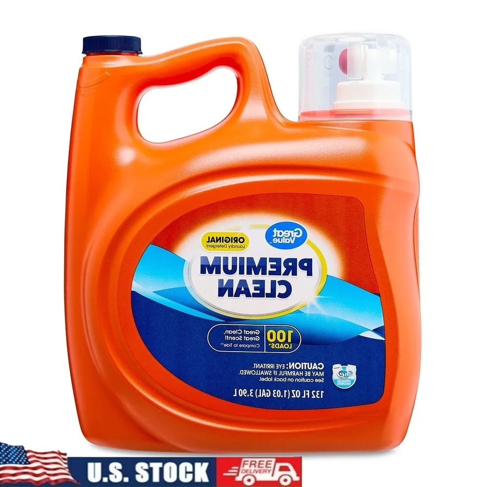 Detergente de ropa limpio de primera calidad Original 132oz 100 cargas eliminador de manchas enzima eliminador de olores agua fría segura alta eficiencia