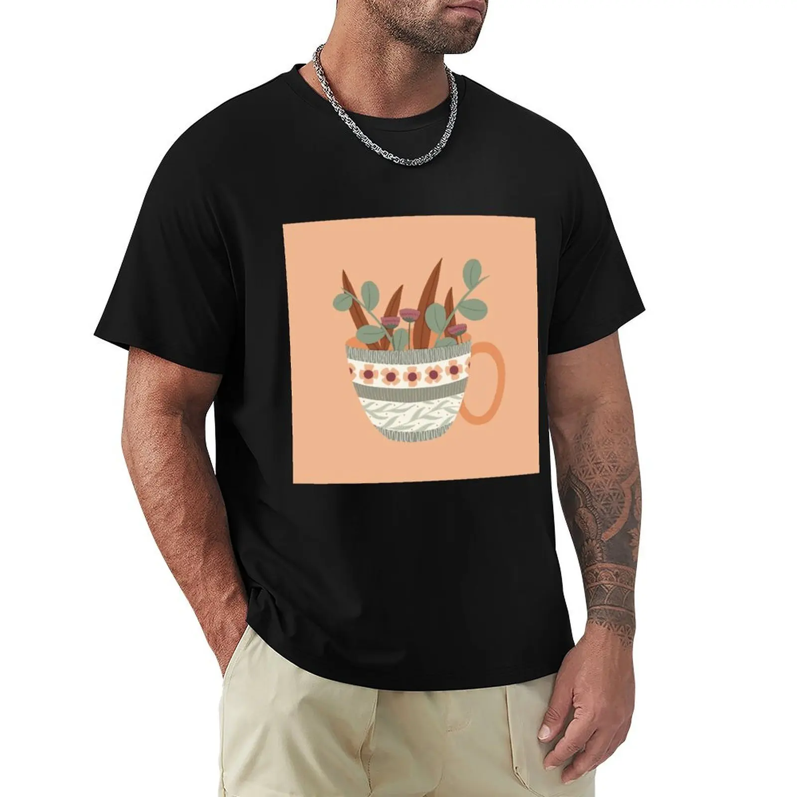 Flower Mug 7 T-Shirt Large Size Soft Cotton T-Shirt