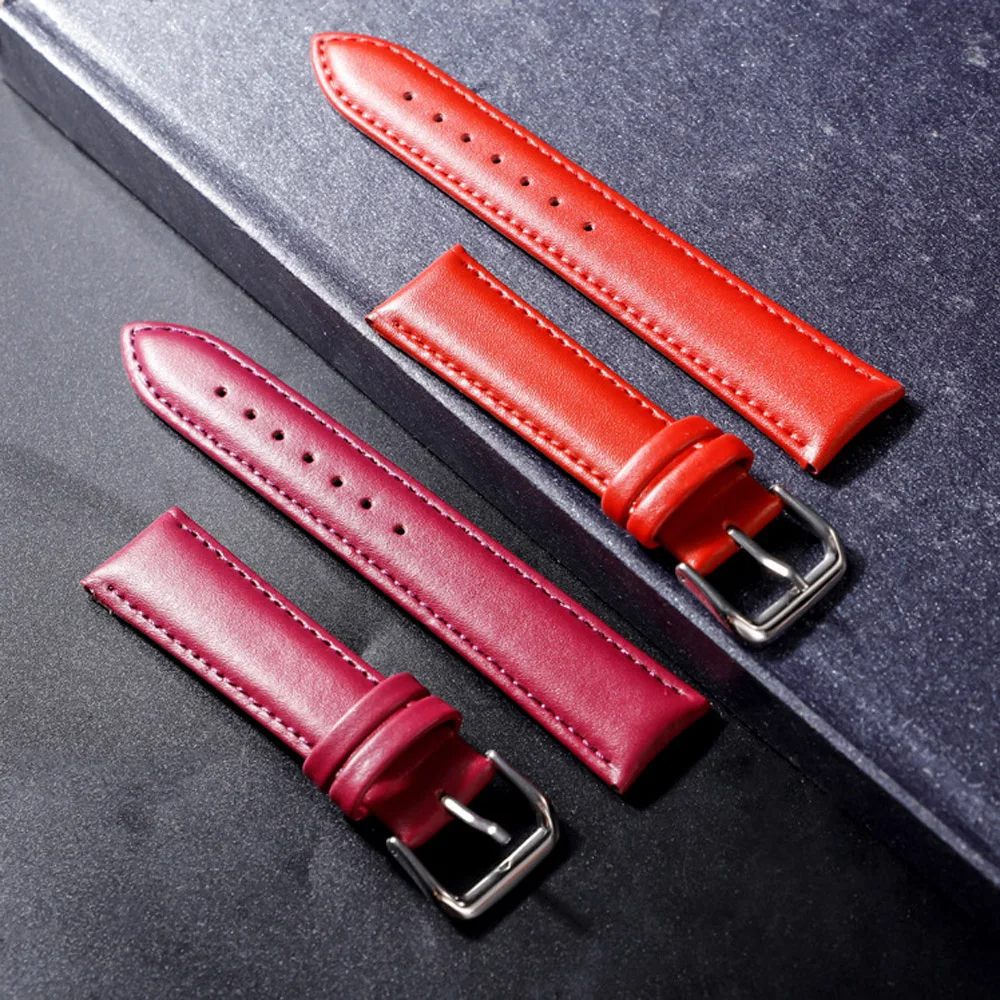 Plain Weave Leather Watch Strap with Needle Pattern for Men and Women 8 Color Available 16mm 18mm 20mm 22mm